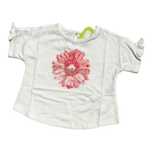 Crazy 8 Girls 2T "Imagine" White Tshirt w/ Tied Sleeves & Button Back